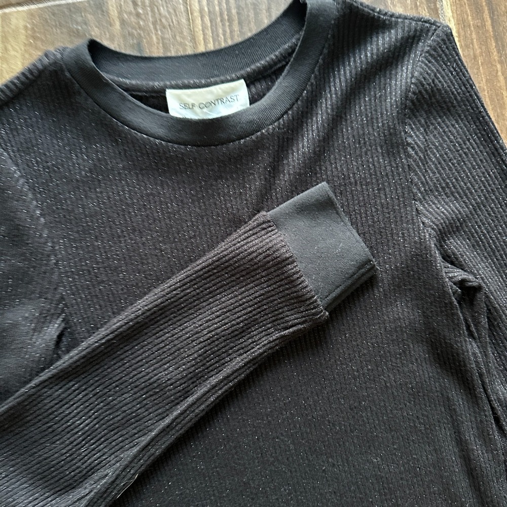 NWT Anthropologie Self Contrast Long-Sleeve Crew-Neck Split Tunic Tee Goth Witch